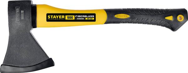 Топор кованый FIBERGLASS 1000г, STAYER, с двухкомпонентной фиберглассовой рукояткой 410мм, 2062-10_z01