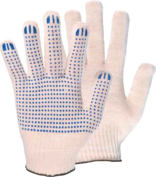 Перчатки ХБ с ПВХ 4 нит. 10 класс, точка, белые, Золотая перчатка