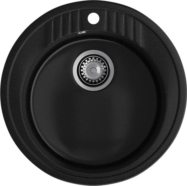 Мойка кухонная GranFest Rondo 520 круглая 52 см, искусст. камень, черный, R-520