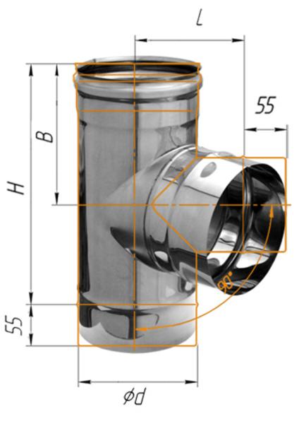 Тройник-Д 90° (430/0,5мм) Ф115