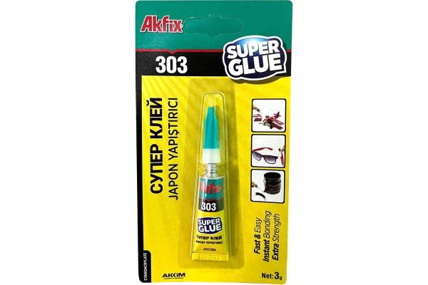 Супер клей 303, прозрачный, 3гр, Akfix