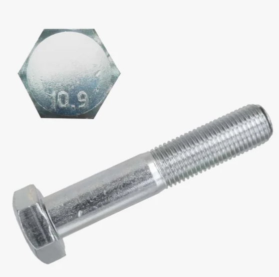 Болт с шестигранной головкой М 10 x 1,25 x 60, DIN 960, с мелкой неполной резьбой, кл. пр. 10,9, оцинкованный