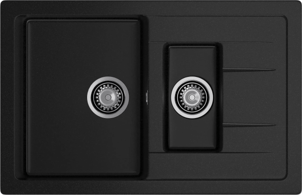 Мойка кухонная GranFest Quadro 775KL прямоугольная 76,5x49,5 см, искусст. камень, черный, Q-775KL