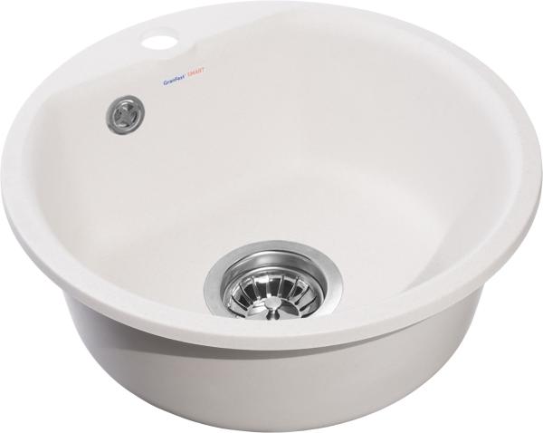 Мойка кухонная GranFest Smart 435 круглая 43,5 см, искусст. камень, белый, 435