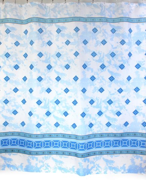 Штора для ванной комнаты Zalel YQL 1258 180x200 см полиэстер, синий, квадраты