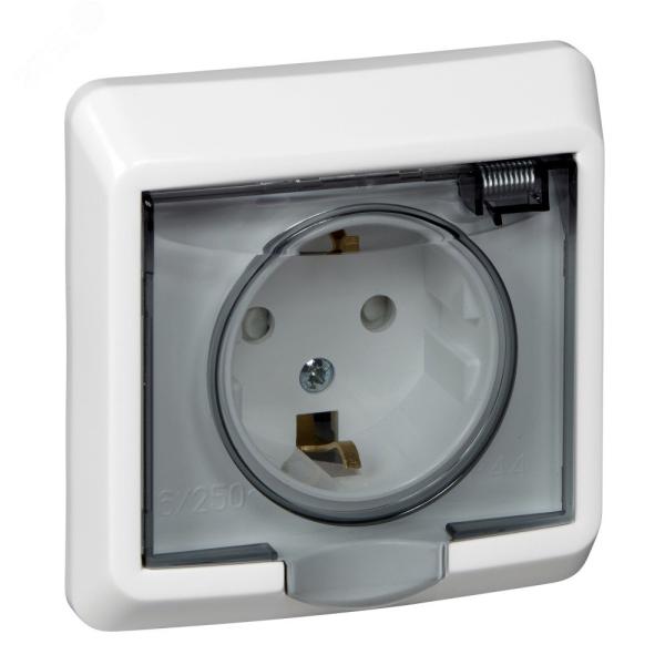 Розетка скр. уст. с з/к 16А/250В IP44 крышка шторки бел. ЭТЮД (67398)