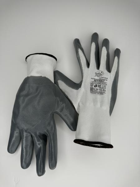Перчатки нейлоновые белые с серым нитриловым покрытием 10 (XL), Gold Manibus