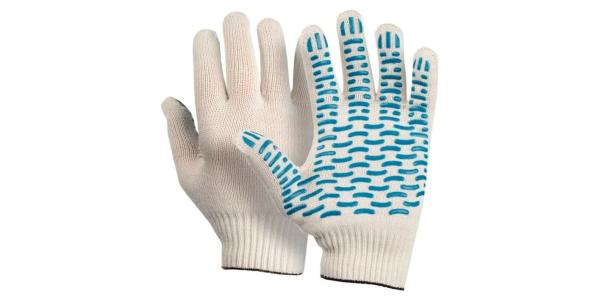 Перчатки ХБ с ПВХ 5 нит. 10 класс, волна, белые, Золотая перчатка