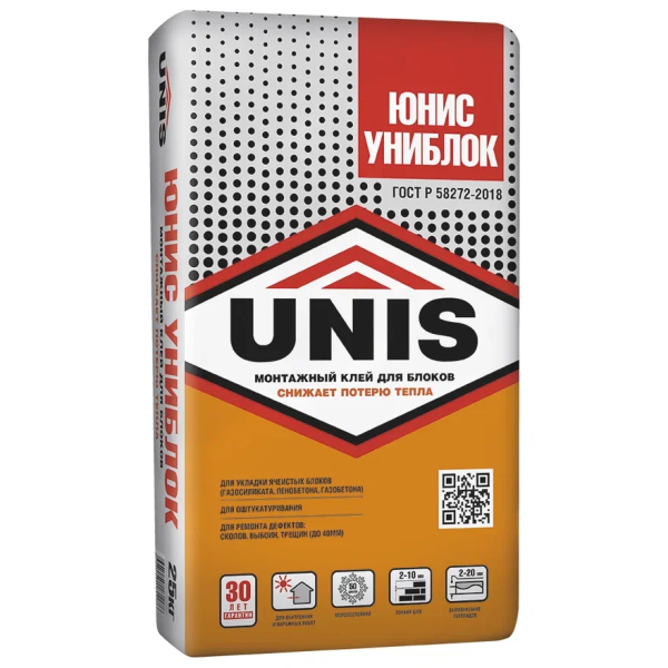 Клей кладочно-монтажный Юнис "УНИБЛОК" 25кг
