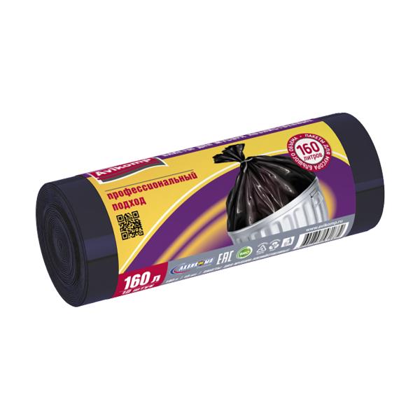 Мешки хозяйственные "ПРОФИ", 35мкм, 160л рулон 10шт , чёрные /Avikomp/