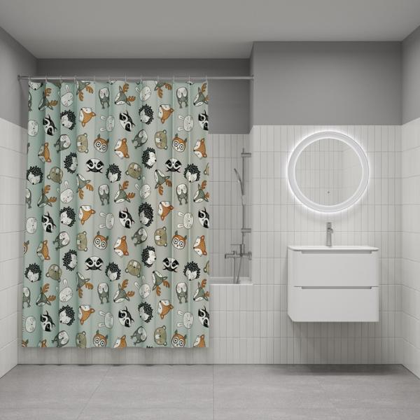 Штора для ванной комнаты Iddis BA02P18i11 180x200 см полиэстер, серая