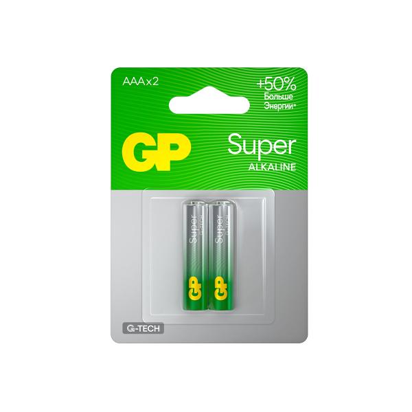 Батарейка алкалиновая Super Alkaline ААА LR03 BP2, 2шт, GP