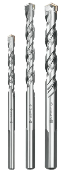 Набор свёрел по бетону 6-8-10 мм, 3-х гранный хвостовик, Зубр