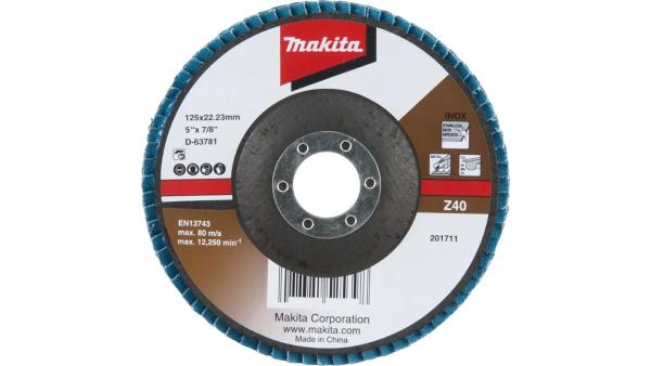 Круг лепестковый торцевой 125x22,23 мм, Z40, КЛТ 2 (конический), Makita