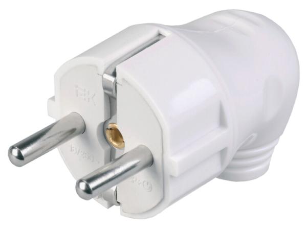 Вилка 2Р+Е угловая 16А белая ИЭК (303198)