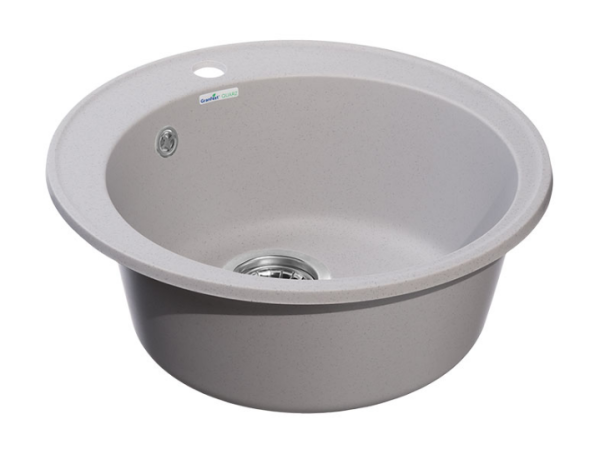 Мойка кухонная GranFest Quarz 480 круглая 47,9 см, искусст. камень, серый, 08