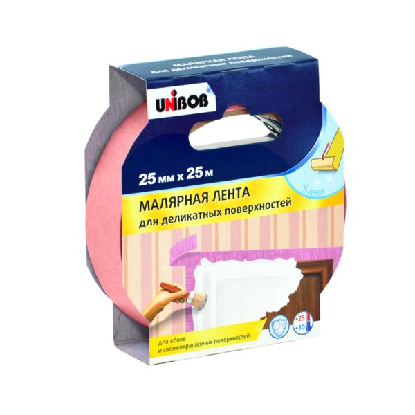 Лента малярная 25 мм x 25 м для деликатных поверхностей, Unibob