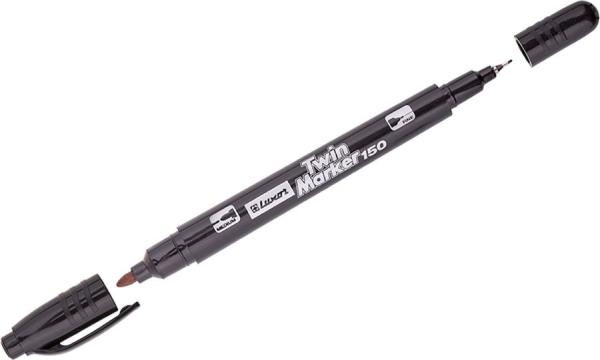 Маркер перманентный 0,7/1 мм черный, двухсторонний, пулевидный, Luxor "150"
