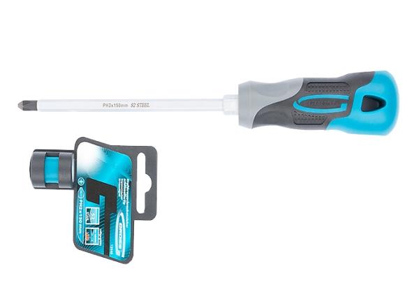 Отвертка крестовая PH2х150мм, S2, трехкомпонентная рукоятка (12145) (GROSS)