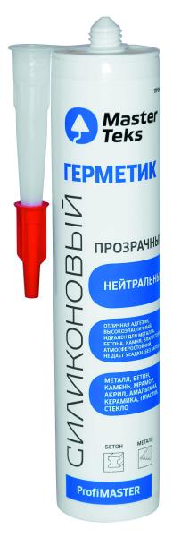 Герметик силиконовый универсальный Profimaster, нейтральный, прозрачный, 290мл, Masterteks