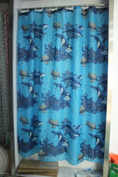 Штора для ванной комнаты Zalel ECO YQL1334 180x200 см полиэстер, синяя, черепахи