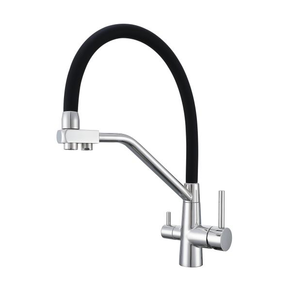 Смеситель для кухни Avrora Kitchen под фильтр, гибкий излив AV9006, черный