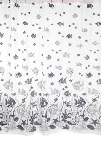 Штора для ванной комнаты Zalel YQL 1382 180x200 см полиэстер, серая, рыбки