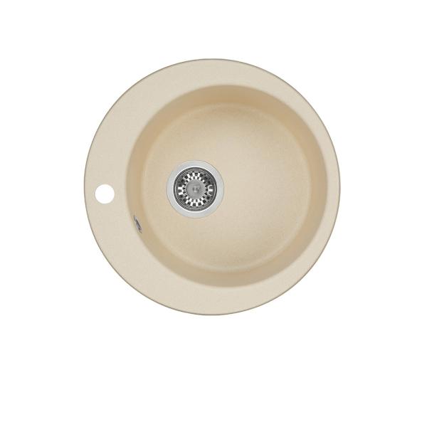Мойка кухонная Aquaton Иверия круглая 48 см, искусст. камень, шампань, 1A711032IV290