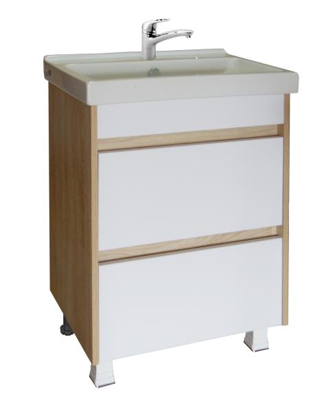 Тумба Афина Торонто 60/2 белый/дуб сонома светлый под раковину Фостер 600