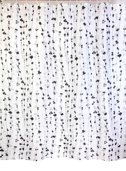 Штора для ванной комнаты Zalel YQL 1163 180x200 см полиэстер, белая, с черным рисунком