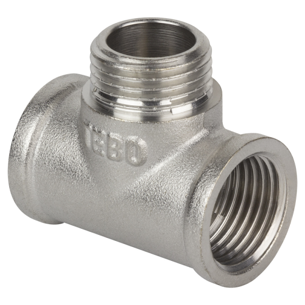 Тройник 1/2 вн.-нар.-вн. Tebo, латунь никелированная