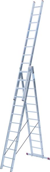 Лестница трехсекционная Krause Corda, 3x12 ступеней, рабочая нагрузка 150 кг, 010445