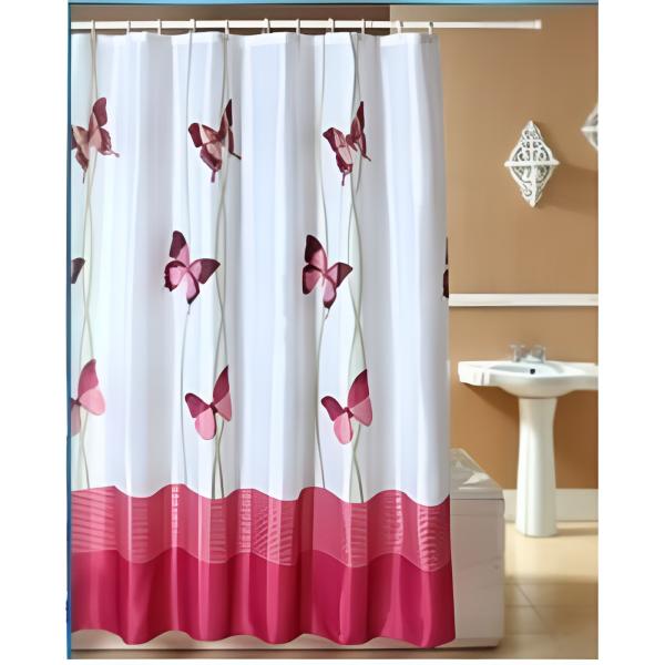 Штора для ванной комнаты Zalel 30257 180x200 см полиэстер, белая, бабочки