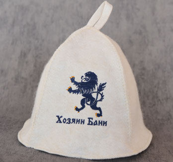 Шапка для бани белая "Хозяин бани"