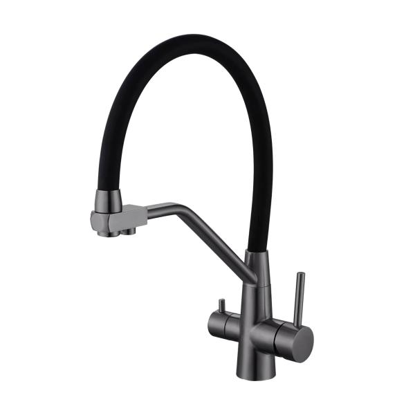 Смеситель для кухни Avrora Kitchen под фильтр, гибкий излив, AV9006GM, графит