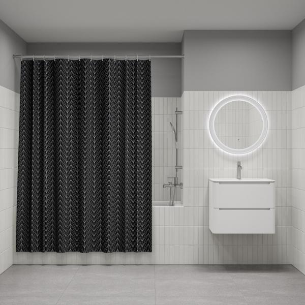 Штора для ванной комнаты Iddis BB05P18i11 180x200 см полиэстер, черная
