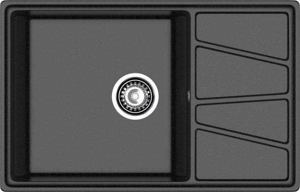 Мойка кухонная GranFest Vertex 780L прямоугольная 78x50 см, искусст. камень, черный, V-780L