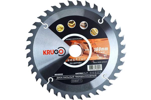 Диск пильный по дереву 160x20 мм 36 зубьев, Krugo