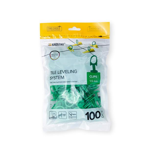 Зажим СВП Profi 1,5 мм, зеленый, упаковка 100 шт, 3D KRESTIKI