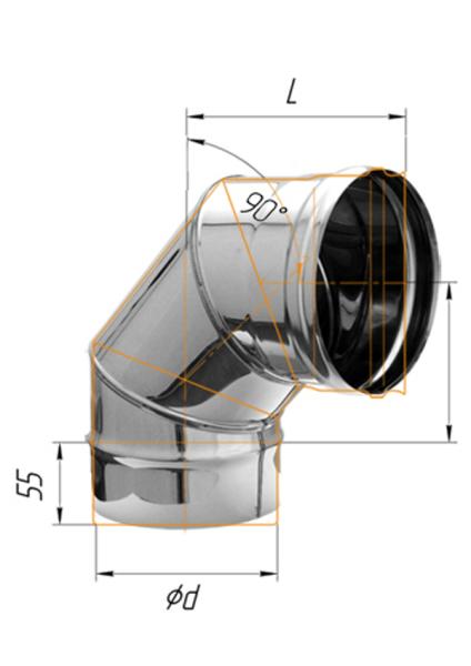Колено угол 90 Ф115 (н/ж сталь 0,5 мм)