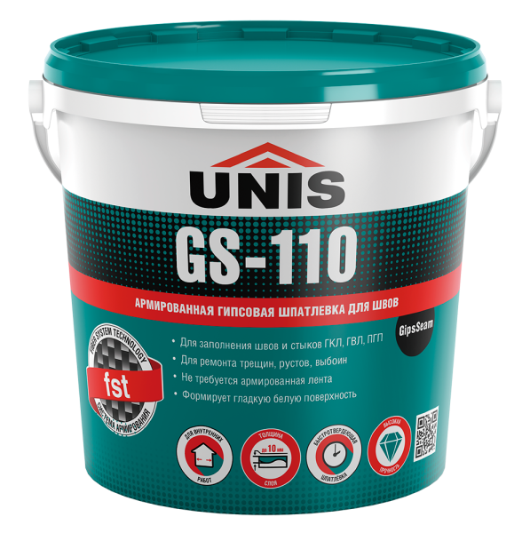 Шпаклевка гипсовая GS-110 GIPSSEAM для швов армированная 5 кг, UNIS