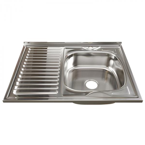 Мойка кухонная Mixline прямоугольная 60x80 см, крыло слева, нерж. сталь, глянцевая, 528017