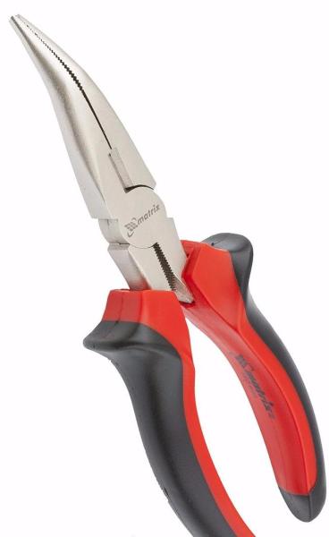 Длинногубцы Mini  130мм,изогнутые, автозажим, двухкомпонентная рукоятка (17812) (Matrix)