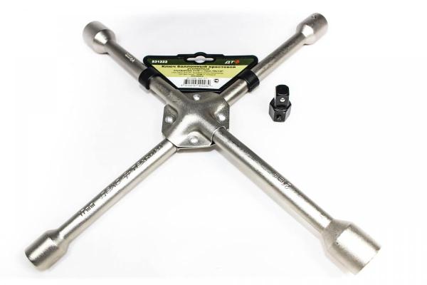 Ключ баллонный крестовой усиленный 17х19х21х22 мм с переходником 19мм х 1/2" (531222) ДТ