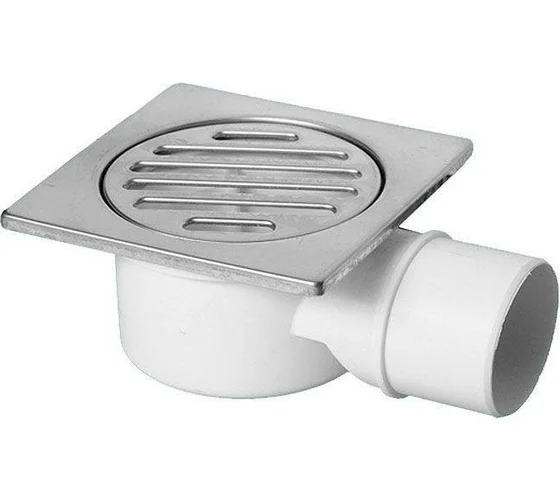 Mcalpine MRFG4  Трап напол. с гор. вых. (Дн=50мм); нерж. реш. 100х100мм; высота 62мм.