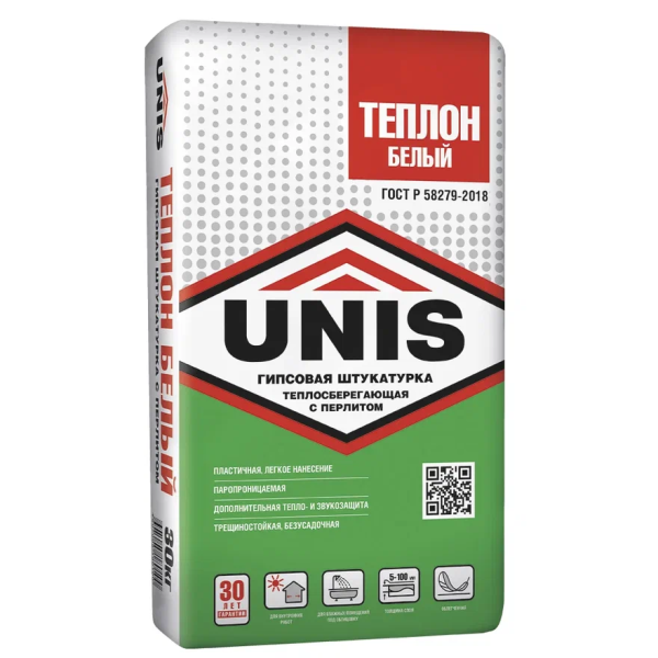Штукатурка гипсовая UNIS Теплон БЕЛЫЙ 30кг