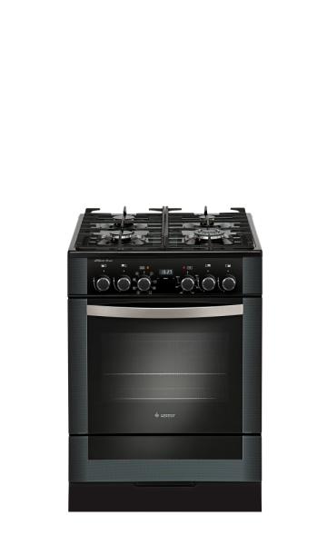 Плита газо-электрич. "Gefest" 6502-03 0244(черная. 60см варочная поверхность стеклянная)