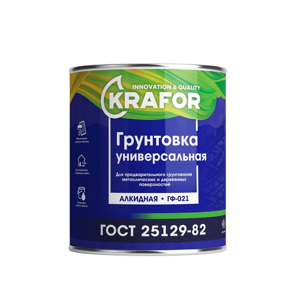 Грунт алкидный по дереву и металлу ГФ-021 серый, 1.8 кг, Krafor