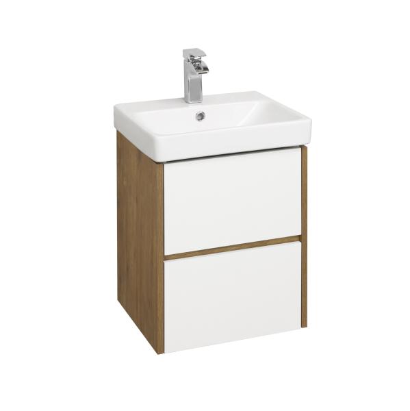 Тумба Aquaton Сканди 45 белая, дуб рустикальный под раковину Адриана 45