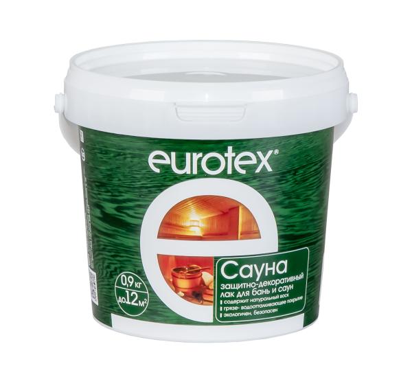Лак защитно-декоративный для дерева Сауна бесцветный 0,9кг "Eurotex"